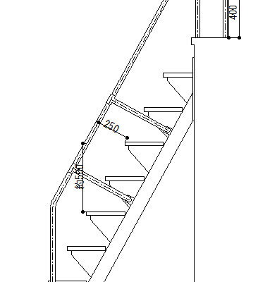 互い違い階段の手すり模式図